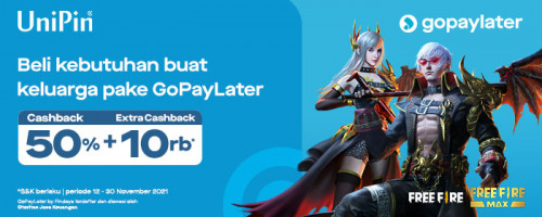 PROMO - Top Up di UniPin Pakai GoPayLater dan Dapatkan Cashback Hingga Rp 10.000!